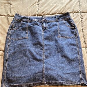 Ashley Stewart Blue Knee-Length Pencil Skirt